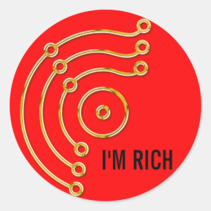 Symbol RUNA / GOLD, I'M RICH red light Classic Round Sticker