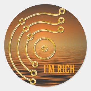 Symbol RUNA / GOLD, I'M RICH sunset Classic Round Sticker