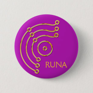 Symbol RUNA / GOLD, RUNA magenta 6 Cm Round Badge