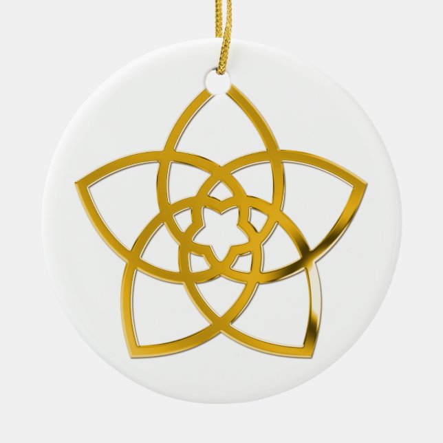 Symbol Venus Flower / GOLD Ceramic Tree Decoration (Front)