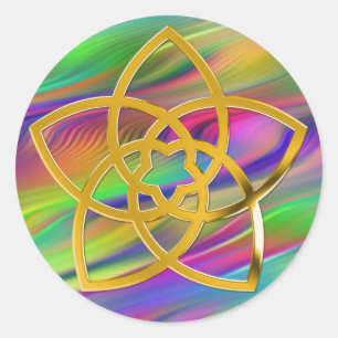 Symbol Venus Flower / GOLD coloured waves Classic Round Sticker
