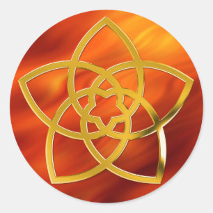 Symbol Venus Flower / GOLD   fire red Classic Round Sticker