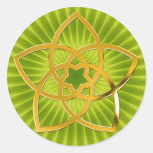 Symbol Venus Flower / GOLD   light green Classic Round Sticker