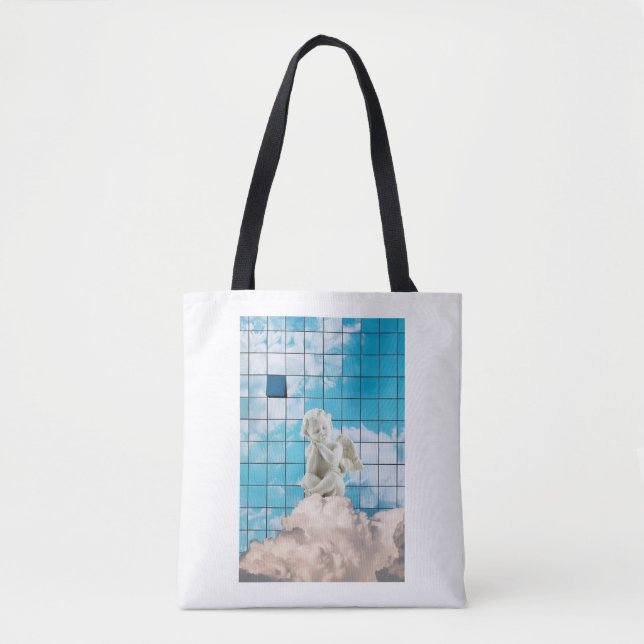 Symbolic Blue Angel Inspiration Modern Spiritual Tote Bag (Front)