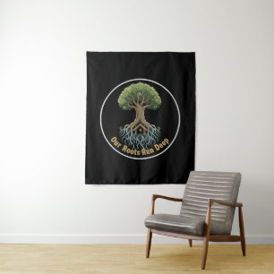 Symbolic Family Tree of Life 'Our Roots Run Deep'  Tapestry