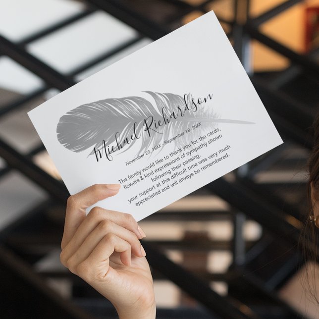 Symbolic Feather Memorial Thank You Card (Creator Uploaded)