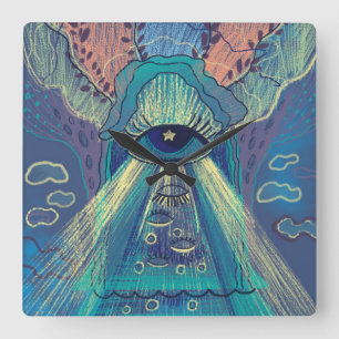 symbolic graphic square wall clock