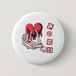 Symbolic Love Skeleton Hand Offering Heart 6 Cm Round Badge