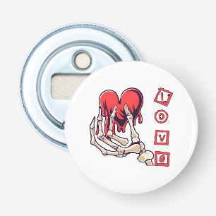 Symbolic Love Skeleton Hand Offering Heart Bottle Opener