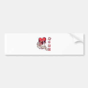Symbolic Love Skeleton Hand Offering Heart Bumper Sticker