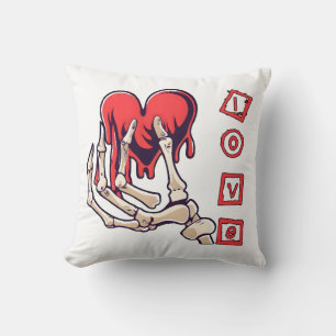 Symbolic Love Skeleton Hand Offering Heart Cushion