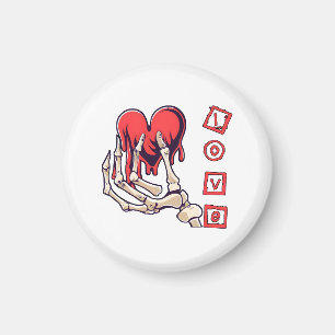 Symbolic Love Skeleton Hand Offering Heart Magnet
