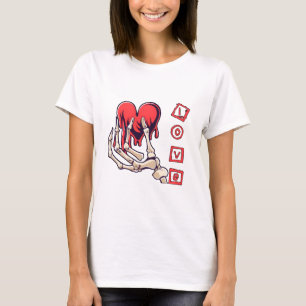 Symbolic Love Skeleton Hand Offering Heart T-Shirt