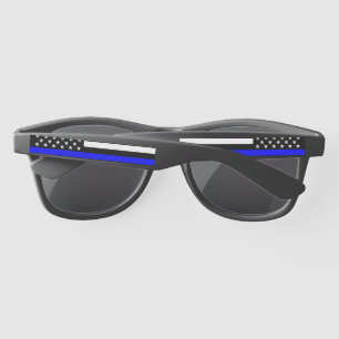 Symbolic Thin Blue Line American Flag graphic on a Sunglasses