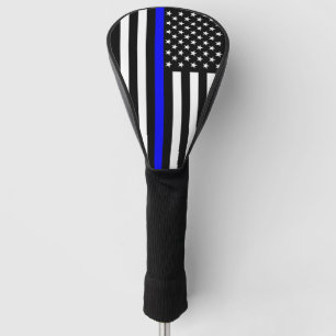 Symbolic Thin Blue Line US Flag graphic design on Golf Head Cover