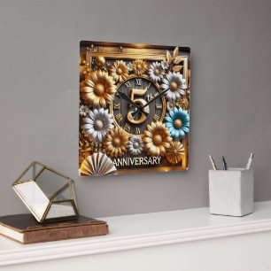 Symbolising 5th Wedding Anniversary Square Wall Clock