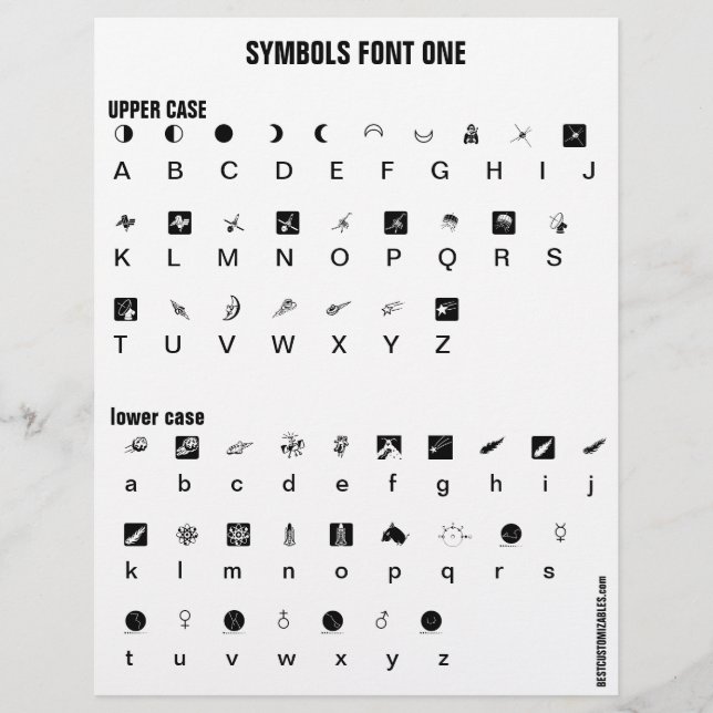 SYMBOLS 1 - Zazzle Font Sample  Letterhead (Front)