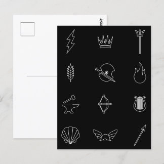 Symbols of 12 Gods & Goddesses of Greek Mythology  Postcard