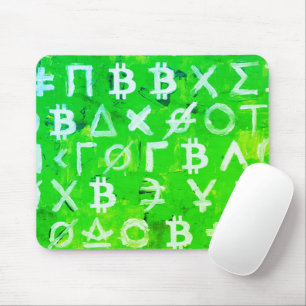 Symbols of Bitcoin (Bright Profit Green - 1) Mouse Pad