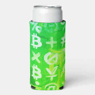 Symbols of Bitcoin (Bright Profit Green - 2) Seltzer Can Cooler