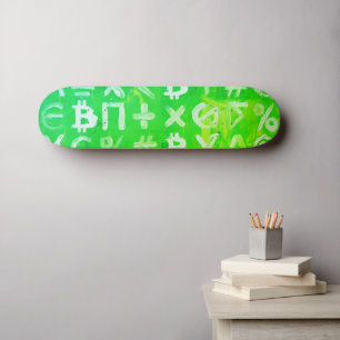 Symbols of Bitcoin (Bright Profit Green - 2) Skateboard
