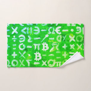 Symbols of Bitcoin (Bright Profit Green - 3) Bath Towel Set