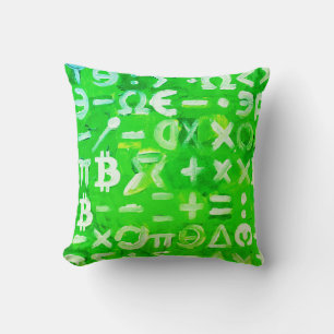 Symbols of Bitcoin (Bright Profit Green - 3) Cushion