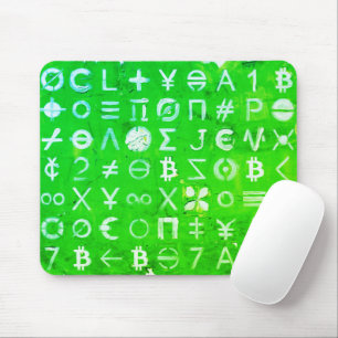 Symbols of Bitcoin (Bright Profit Green - 4) Mouse Pad