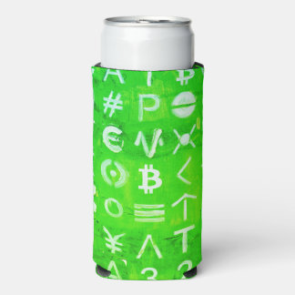 Symbols of Bitcoin (Bright Profit Green - 4) Seltzer Can Cooler