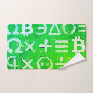 Symbols of Bitcoin (Bright Profit Green - 5) Bath Towel Set