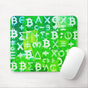 Symbols of Bitcoin (Bright Profit Green - 6) Mouse Pad