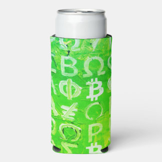 Symbols of Bitcoin (Bright Profit Green - 7) Seltzer Can Cooler