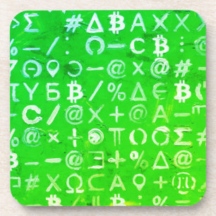 Symbols of Bitcoin (Bright Profit Green - 8) Coaster