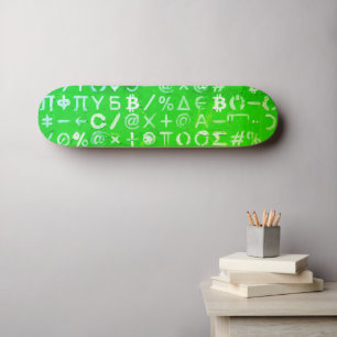 Symbols of Bitcoin (Bright Profit Green - 8) Skateboard