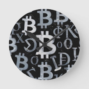 Symbols of Bitcoin (Style: 1) Round Clock