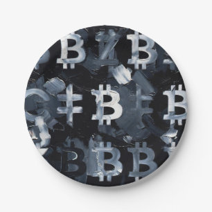 Symbols of Bitcoin (Style: 2) Paper Plate