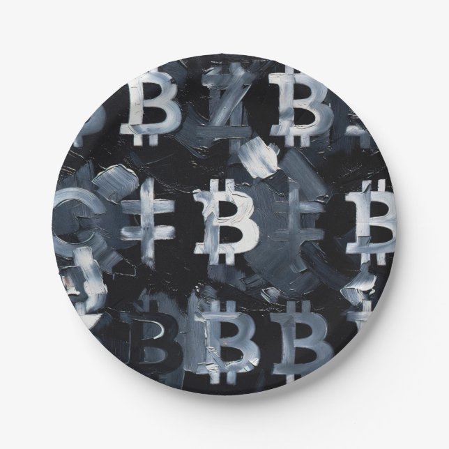 Symbols of Bitcoin (Style: 2) Paper Plate (Front)