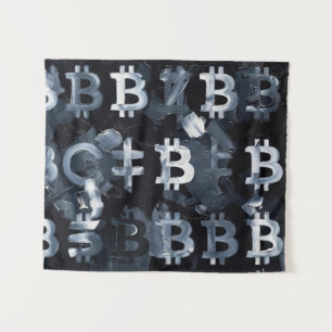 Symbols of Bitcoin (Style: 2) Tapestry