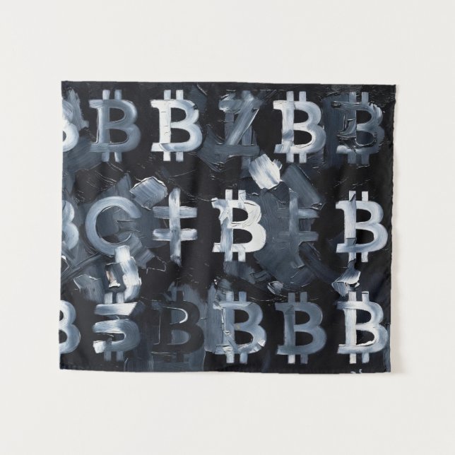 Symbols of Bitcoin (Style: 2) Tapestry (Front (Horizontal))