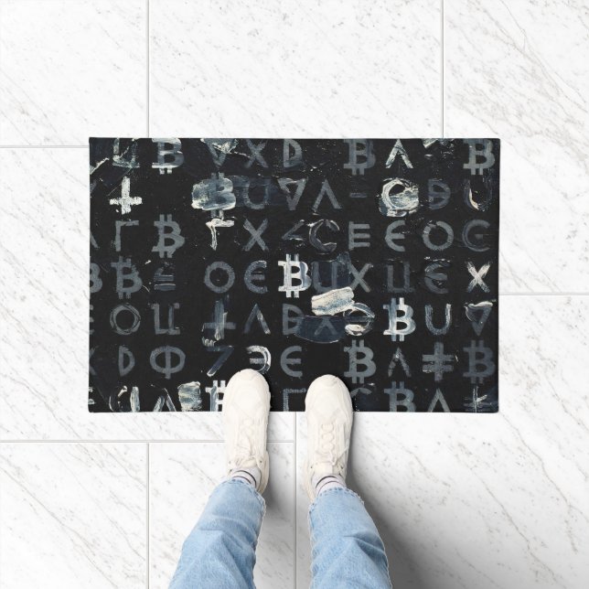 Symbols of Bitcoin (Style: 4) Doormat (Indoor)