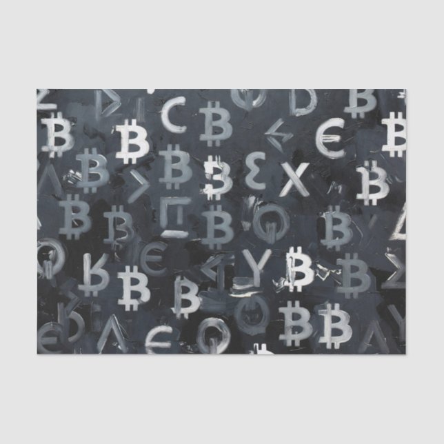 Symbols of Bitcoin (Style: 7) Tissue Paper (Front)