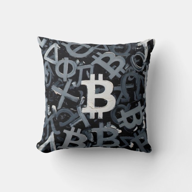 Symbols of Bitcoin (Style: A) Cushion (Front)