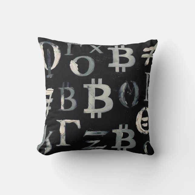 Symbols of Bitcoin (Style: C) Cushion (Front)