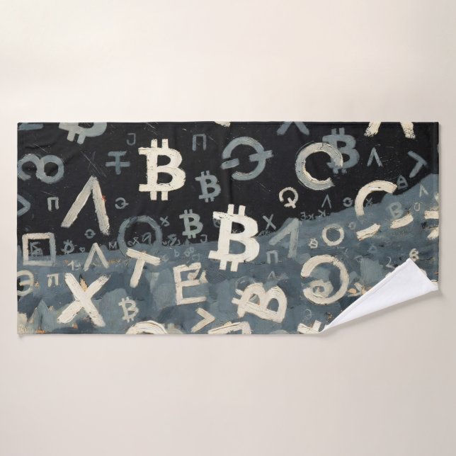 Symbols of Bitcoin (Style: D) Bath Towel Set (Bath Towel)