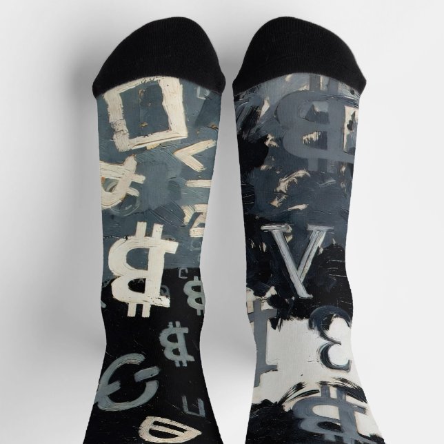 Symbols of Bitcoin (Style: D) Socks (Top)