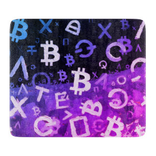 Symbols of Bitcoin (Style: Miami Purple - 10) Cutting Board