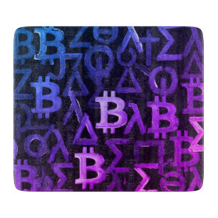 Symbols of Bitcoin (Style: Miami Purple - 12) Cutting Board