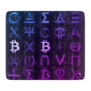 Symbols of Bitcoin (Style: Miami Purple - 13) Cutting Board