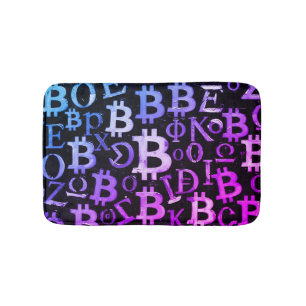 Symbols of Bitcoin (Style: Miami Purple - 1) Bath Mat