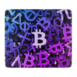 Symbols of Bitcoin (Style: Miami Purple - 3) Cutting Board
